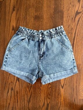 SHEIN Curve Light Blue Vintage Washed Denim Shorts
